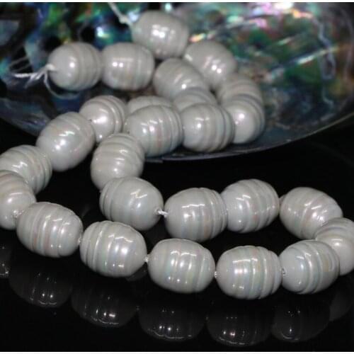 Natural gray shell pearl approx barrel rice shape 12*15mm top quality fashion wedding jewelry making loose beads 15inch B2271