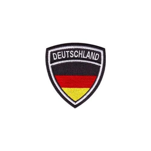 Lower price embroidered patches cheap Germany Deutschland crest flag embroidered sew on patch hot sales flag embroidered badges