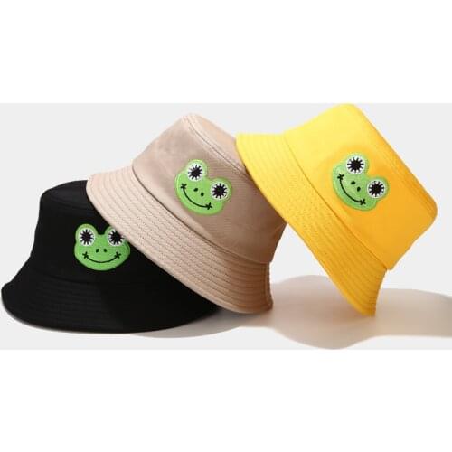 New Cartoon Frog Bucket Hat Womens Summer Panama Fishing Cap Cute Froggy Hat Bob Chapeau Outdoor Sun Fisherman Hat