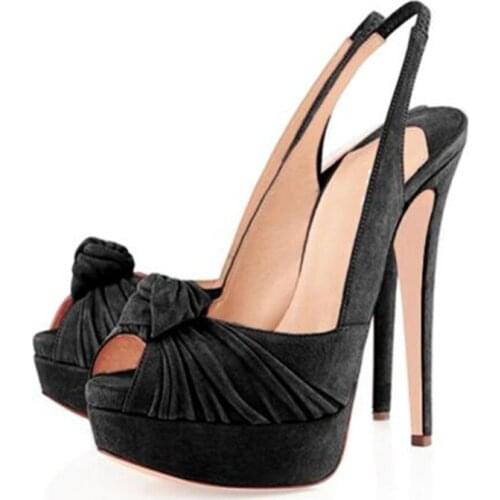 SHOFOO shoes,Beautiful fashionable ladys sandals, suede, about 4.5 cm platform, 14.5 cm high-heeled sandals, womens sandals