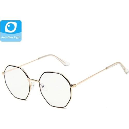 Metal Frame Anti Blue Light Glasses Men Eyewear Women Retro Eye Glasses Female Clear Lens Spectacles Eyepiece Unisex Shades Male