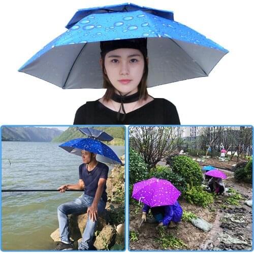Portable Adjustable Fishing Sunshade Umbrella Hat for Camping Hiking Headwear Breathable Outdoor Parasol Fishing Tool