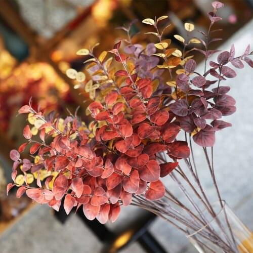 Retro Eucalyptus Artificial Silk Leaves Branches Stems Fake Plants For Home Garden Wedding Christmas DIY Decoration Gifts 75cm