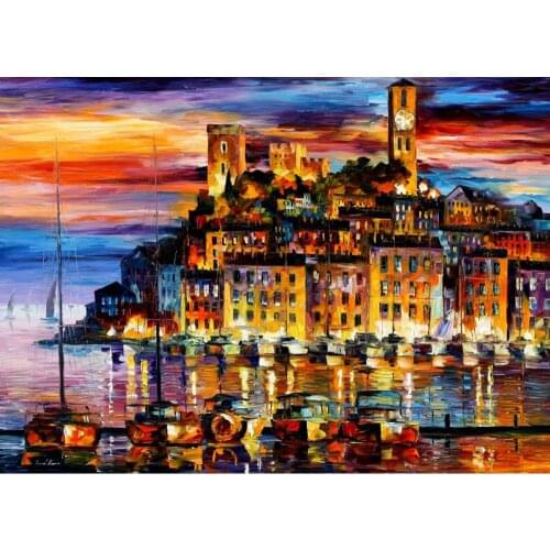 Hand painted Palette knife painting cannes france oil on canvas modern art Landscape for room decor