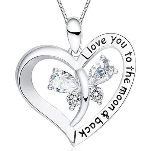 Silver I Love You Pendant Heart Custom Necklaces For Women Gifts For Mothers Day Fashion Jewelry Pendant Necklace