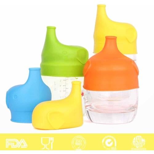 Best Sale Silicone Lid Cup Cover Elephant-Shaped Glass Lids For Children Kids Stretchable Proof Leak Silicone Straw Cup Covers