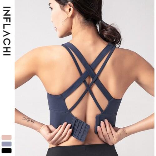 Fitness Sports Bra for Women Push Up Solid Cross Back Yoga Running Gym Training Workout Femme Padded Underwear Crop Tops Female