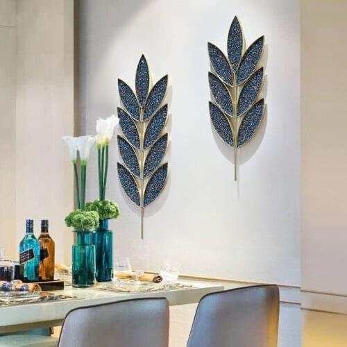 Light Luxury Porch Aisle Branch and Leaf Type Wrought Iron Wall Decoration Inlaid with Rhinestones Home Light Luxury Pendant