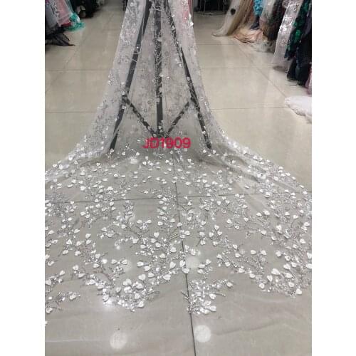 Stock 5yards/bag French style embroidery floral pattern high-grade fabric for wedding dress design TYN74