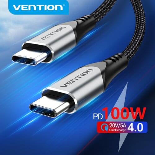 Vention USB Type C to USB C Cable USB C PD 60W Fast Charger Cord for Samsung S20 Macbook iPad Quick Charge 4.0 USB C Charge Cord