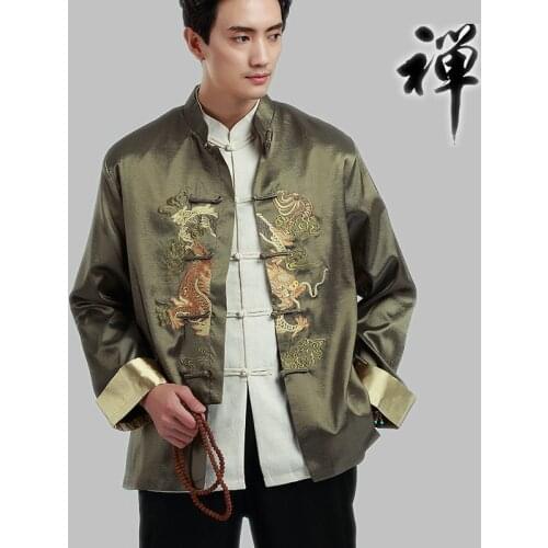 Vintage Classical traditional Chinese clothing for men long sleeve tang suit New Year Gift Party tang suit men Chinese tops