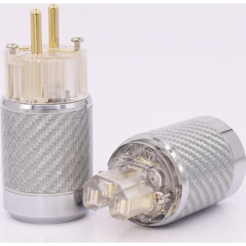 High quality Carbon Fiber Gold Plated EU version European standard AC Power Plug, IEC Female Plug
