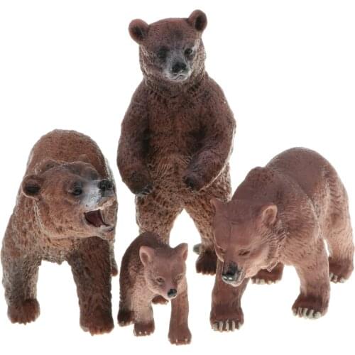 Vivid Grizzly Bear Figurines, Wild Animal Model Toy Set for Kids Toddlers for Nature Science Learning, Gift