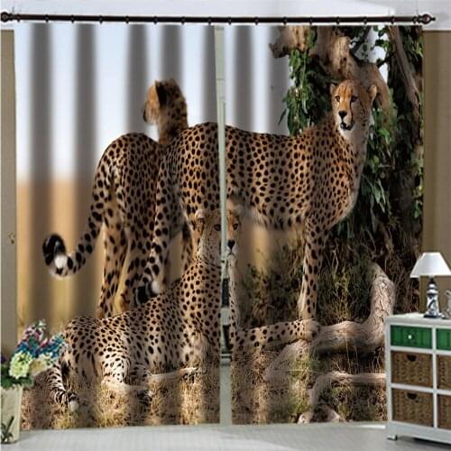 3d Curtains Blackout for Living Room Kids Bedroom Fabric Animal steppe leopard Customized size curtains
