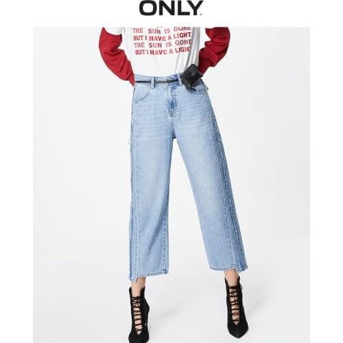 ONLY Womens Loose Straight Fit Raw-edge Crop Jeans | 119349582