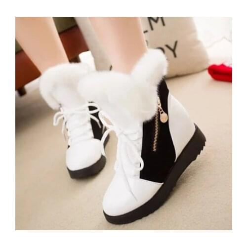 Winter womens snow boots with a pile inside raise