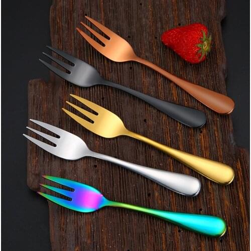 1 Pc Metal Fork Flatware Stainless Steel Fork Tea Fork Cake Fruit Ice Cream Steel Kitchen Accessories Household Fork Flatware