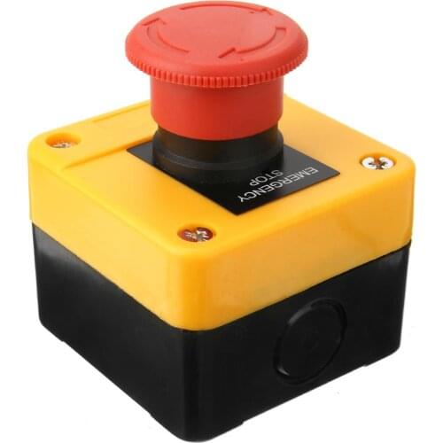 1pc Durable E-Stop Push Button Switch AC 240V 3A Plastic Latching NC Emergency Stop Mushroom Push Button Switch Twist Release