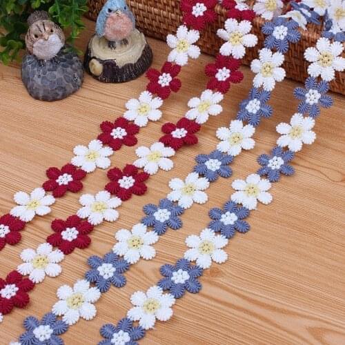 1 Yards Flower Embroidered Lace Bilateral Applique Trim Ribbon Sewing Decor Craft DIY