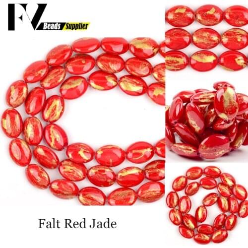 13*18mm Natural Flat Red Oval Jades Stone Beads For Jewelry Making Needlework DIY Spacer Beads Necklace Bracelet Accessories 15