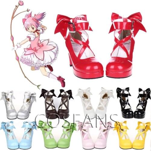 13 colors Puella Magi Madoka Magica Kaname Madoka Lolita Platform Pumps High Heels Cosplay Shoes Any Size 6.5cm Halloween props