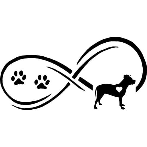 17.7*8.9CM Pitbull Dog Eternity Paw Print window Stickers Cartoon Vinyl Decal Styling Accessories