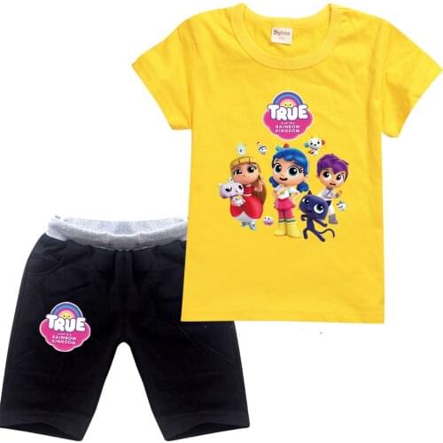 Cartoon True and The Rainbow Kingdom T Shirt +shorts 2pcs Set Baby Girl Clothes Children Casual Outfit Boys Short Sleeve Suits