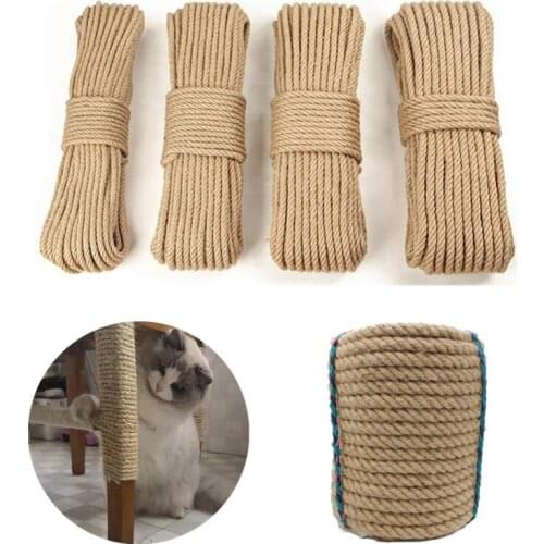 20/50M Cat Climbing Frame Desk Legs Binding Rope For Cat Sharpen Claw DIY Scratching Post Toy Natural Sisal Rope Twine 4/5/6MM