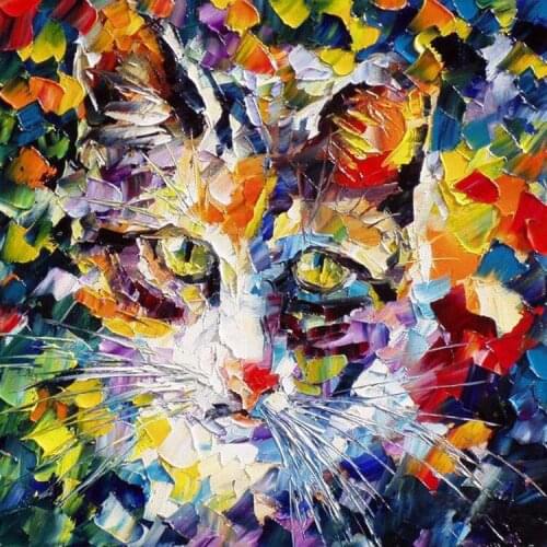 Free Shipping Handpainted Abstract Wall Artwork Beautiful Animal Cat Oil Paintings For Wall Art Decor On Canvas Artwork