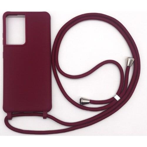 S215G Novelty Plain Silicon Sling Lanyard Phone Case For Samsung S9 Note20 A71 A51 A21S S20 S10Pro Soft Cover Shell Protection