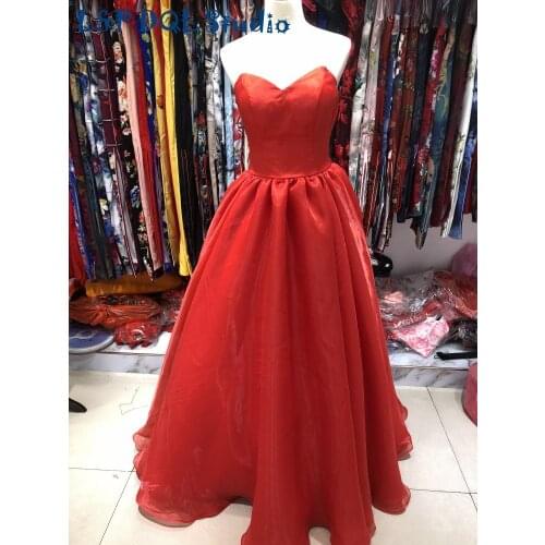 L&P DQL Studio Real Pictures Stunning Red Long Evening Dresses Prom Gowns Sweethear Zipper Back Black Dress