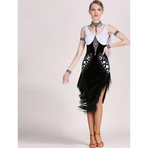 Adult Women Latin Dance Flamengo Samba Dancing Dress Ladies Professional Latin Ballroom Dance Performance Competition Costume
