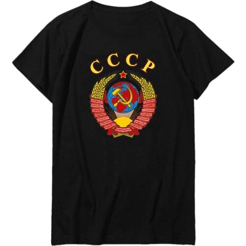 Russian Graphic Cotton Red T-Shirt With Ussr Emblem And Anthem Print Tee Mens T Shirts Cool Tops Tees T-Shirts men clothing