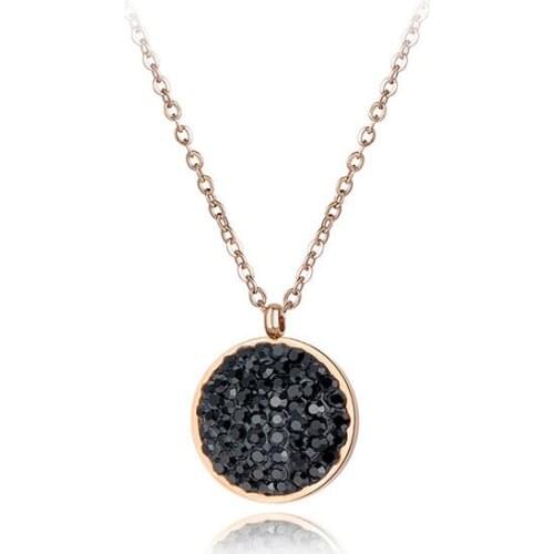 Luxury Stainless Steel Wedding Necklace Jewelry Classic Pave Setting Rhinestone Circle Choker Necklace For Women N18050