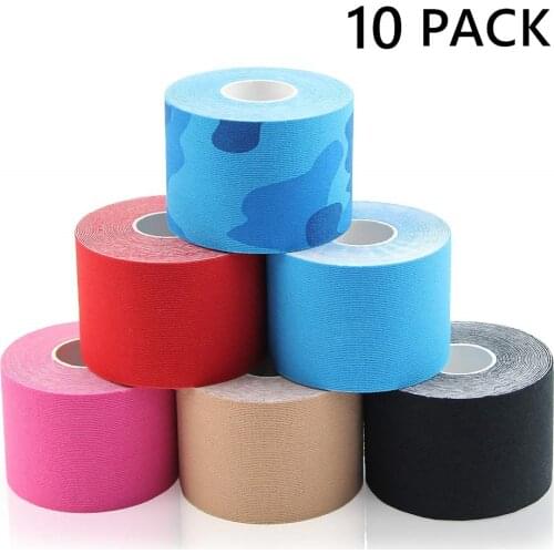 10 PACK Kinesiology Tape 5M Athletic Sports Tapes Rolls Knee Elbow Protector Waterproof Muscle Bandage 2.5/5/7.5/10/15 cm Width