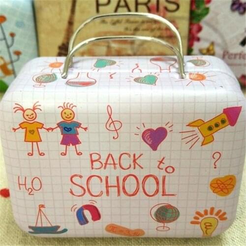 Box Storage Europe type style vintage suitcase shape candy storage box wedding tin box cable organizer container household