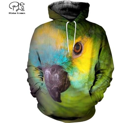 PLstar Cosmos Colorful Parrot 3D Printed Hoodies Casual Men/Women Zipper Hooded Funny Animal Unisex Brand Streetwear Apparel P8