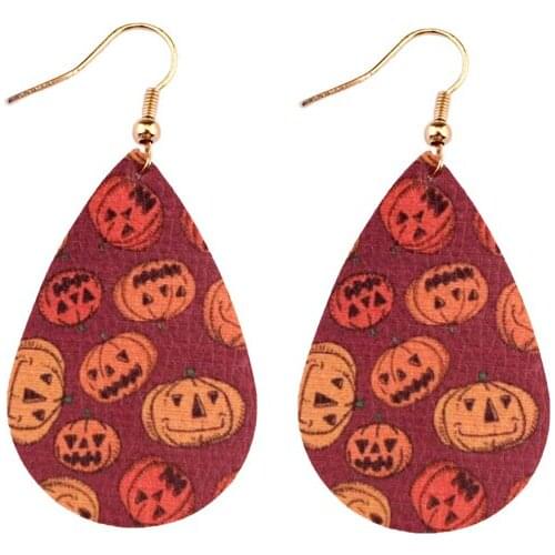 All Saints' Day Hallowmas Gift Small Wholesale Chic Jewelry Teardrop Leather Dangle Drop Earrings Hallowmas Leather Drops