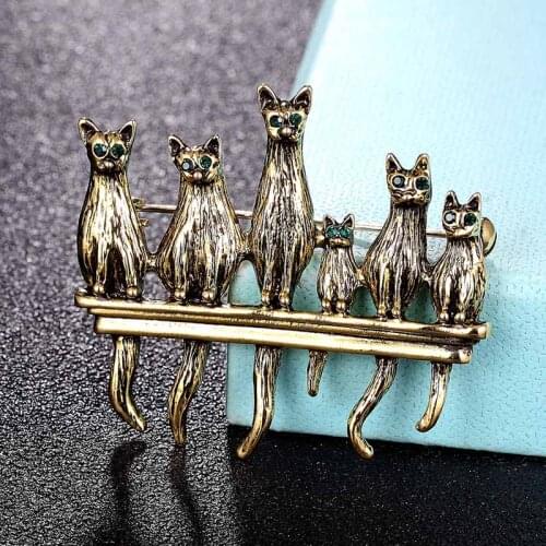 Zlxgirl fashion mens brooches jewelry antique silver vintage cat animal brooch bouquet nice hats and bags pin jewelry broches