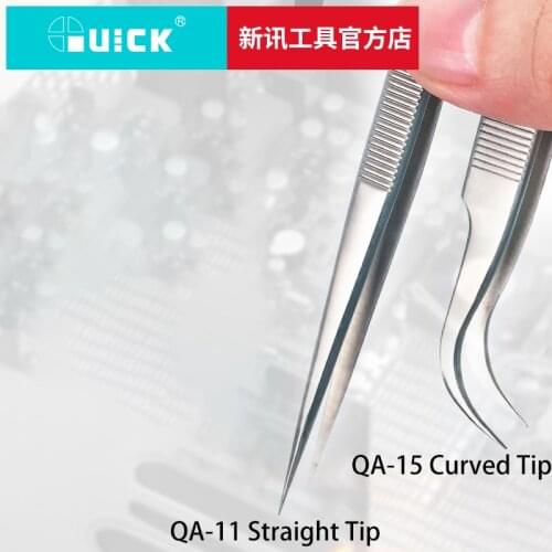 Tool Sets For QUICK Tweezers Curved Straight Tip High Precision Stainless For Mobile Phone Repair
