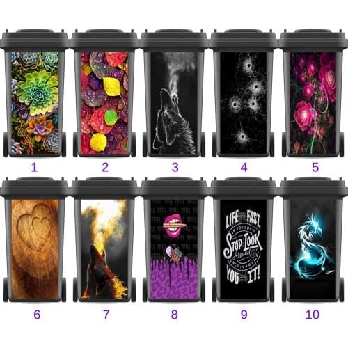 Wall Sticker Modern Adhesive Removable Waterproof Sticker Decals Rubbish bin trash can Cover sticker Ktichen 120liter 240liter