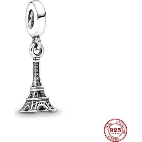 New Original Silver Color Tower Bead Fit European Pandora Charms Bracelet Bangles Diy Jewelry P139