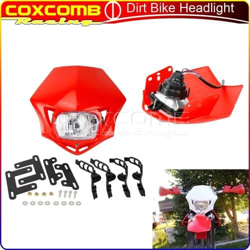 For Yamaha Honda EXC XCW XT WR YZ YZF TW 250 300 400 450 Red Off Road Motocross Head Lamp 12V 35W Headlight Enduro Dirt Bike