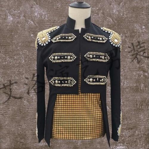 S-3xl Tide Men Bar Men Singer Ds Dj Suit Street Dance Magician Performance Group Jacket Coat Singer Stage Costumes Clothing