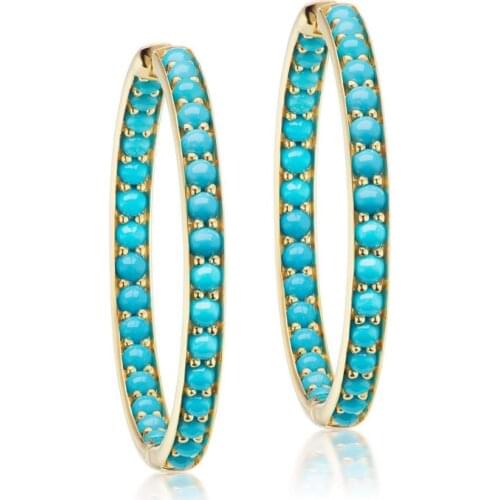 30mm medium sized huggie hoop earring paved blue stone fashion trendy european women jewelry new