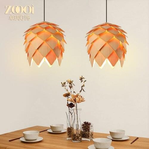 Modern Art Wooden Simple solid wood creative bedroom restaurant lamp study Pendant Lights