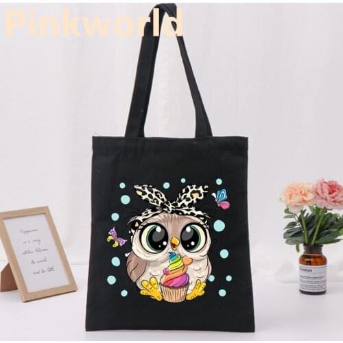 Cute Owl Summer 2021 New Tops Trend Printed Cool Shopper Bag Shopper Black White Women Fashion shopper shoulder bag,Drop Ship