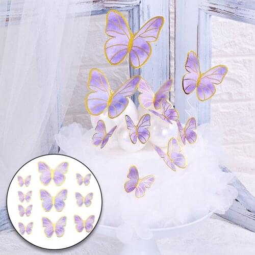 10pcs Happy Birthday Cake Toppers Cake Decoration Handmade Painted Butterfly Cake Topper For Wedding Birthday Party Baby Shower