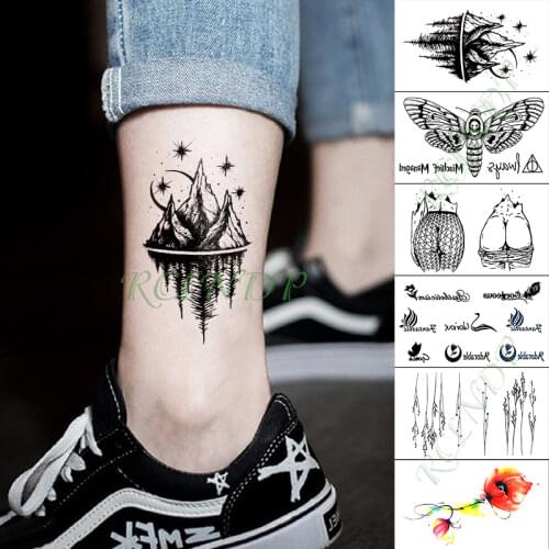 Waterproof Temporary Tattoo Sticker Mountain Moon Star Tree Fake Tatto Hand Back Foot Flash Tatoo for Kid Girl Men Women