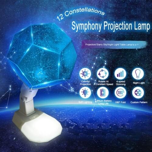 Rotating Star Starry Projector 12 Constellations Night Light LED Table Lamp Touch Dimmable For Kids Bed Room Decor Novelty Gifts